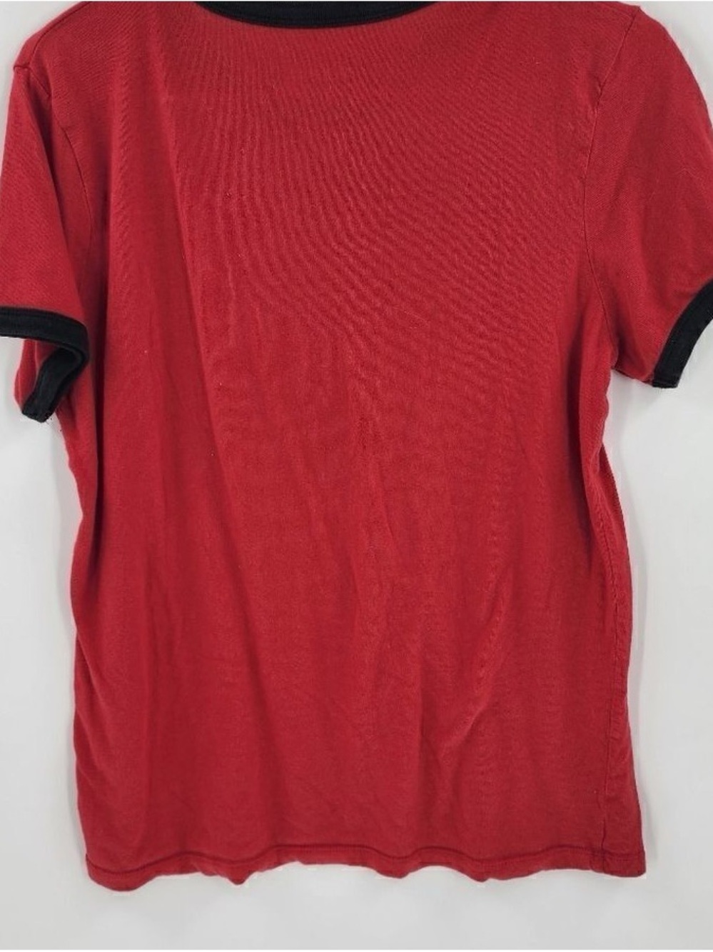 Men's Red Ringer Short Sleeve Tee with Black Trim